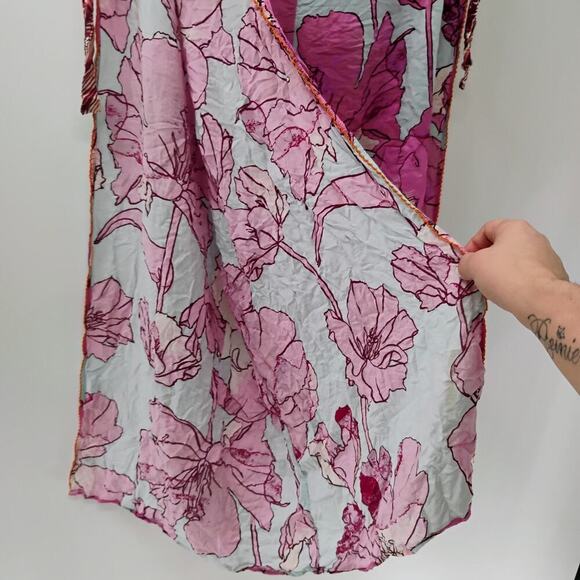 MAAJI Swim Size Medium Wavy Baby Pink Floral Beach Coverup Pants Wide Leg - Picture 8 of 12